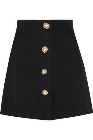 Miu Miu - Embellished Cady Mini Skirt - Black