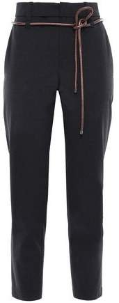 Belted Cropped Wool-blend Slim-leg Pants