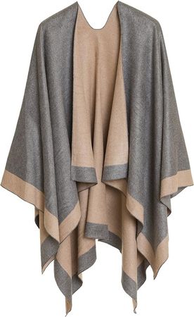 MELIFLUOS DESIGNED IN SPAIN Women's Shawl Wrap Poncho Ruana Cape Cardigan Sweater Open Front for Fall Winter (PC01-4L) at Amazon Women’s Clothing store