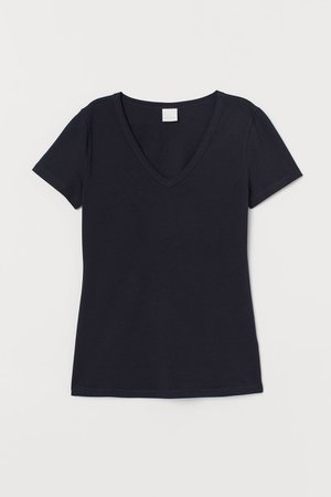 V-neck Jersey Top - Dark blue - Ladies | H&M US