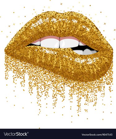 Glitter gold sparkles lips Royalty Free Vector Image