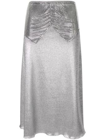 Paco Rabanne Mesh Panel Skirt 20PXJU089MH0083 Silver | Farfetch