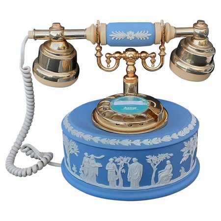 RARE Wedgwood Jasperware Blue Rotary Dial Astral Vintage Telephone Collector