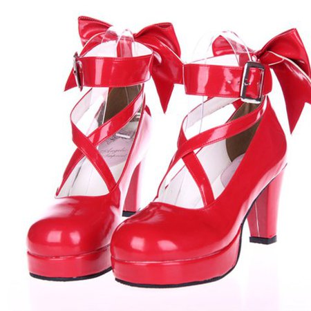 Red Bow Lolita Heels