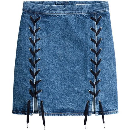 Denim Skirt with Lacing