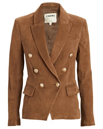 L'Agence Kenzie Double Breasted Suede Blazer | INTERMIX®