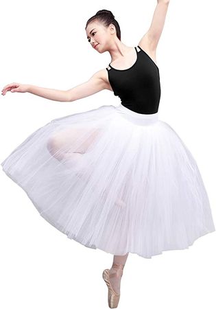 Amazon.com: Daydance White Women Ballet Tutu Long Tulle Dance Skirt with Underpants for Performance : Clothing, Shoes & Jewelry