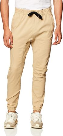 WT02 Men's Twill Jogger Pants, New Light Khaki, Small at Amazon Men’s Clothing store