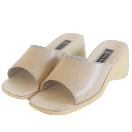 COOL 90S VINTAGE beige square-toe slip-on sandals / slip-ons / | Etsy