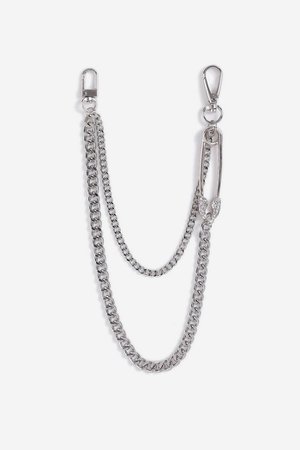 **Pave Safety Pin Wallet Chain | Topshop