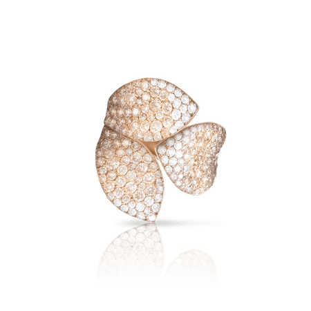 18k Rose Gold Giardini Segreti Ring with White and Champagne Diamonds, Pasquale Bruni