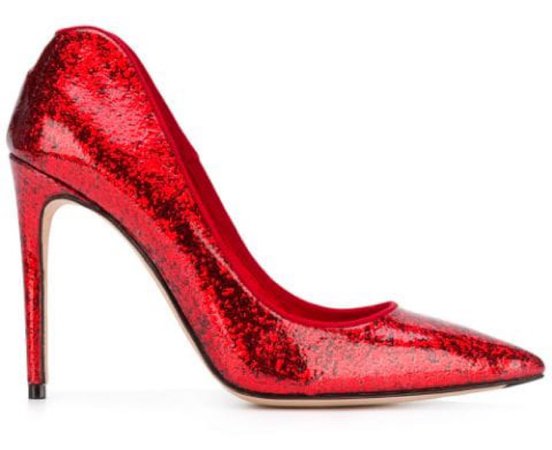 Alexander McQueen red glitter pumps