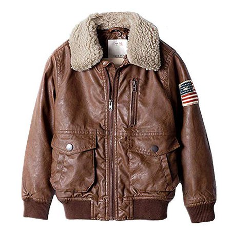 Amazon.com: ZPW Kids PU Leather Flight Bomber Aviator Jacket with Removable Faux Fur Collar: Clothing