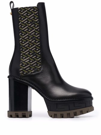 Shop Versace platform-sole block-heel boots with Express Delivery - FARFETCH