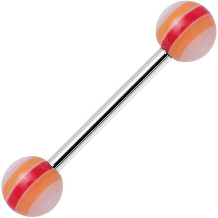14 Gauge Acrylic Sunny Tones Striped Straight Barbell Tongue Ring – BodyCandy