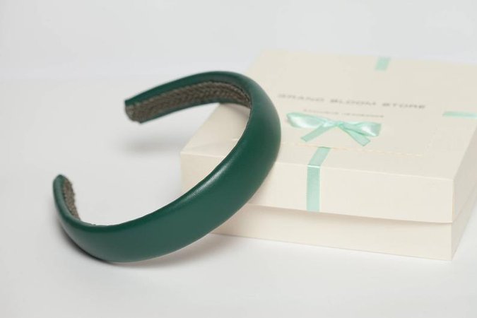 Leather padded headband Emerald green padded headband Classic | Etsy