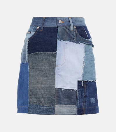 denim patchwork skirt
