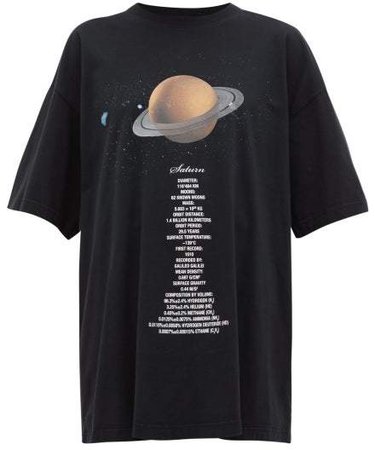 Saturn Print Cotton T Shirt - Womens - Black Multi