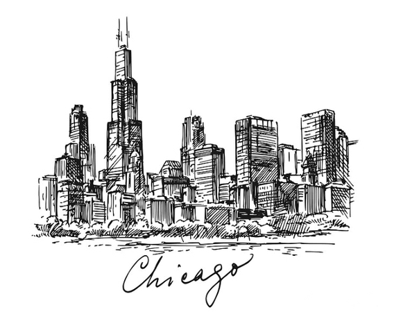 Chicago skyline sketch city