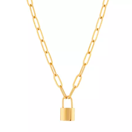 padlock necklace gold