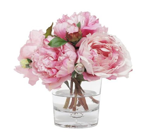 Faux Mixed Peony In Glass Vase, Pink | Pottery Barn