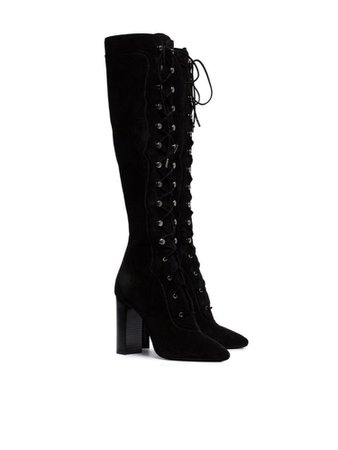 Black high heel lace up boots