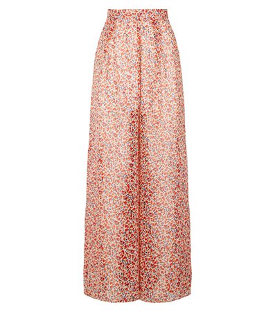 Off White Floral Chiffon Wide Leg Trousers | New Look