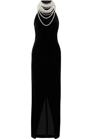Balmain | Embellished velvet halterneck gown | NET-A-PORTER.COM
