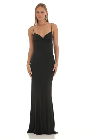 Mira Lace Open Back Maxi Dress in Black | LUCY IN THE SKY