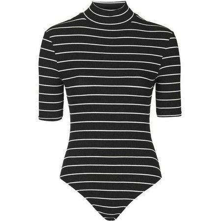 Black & White Striped Turtleneck Bodysuit