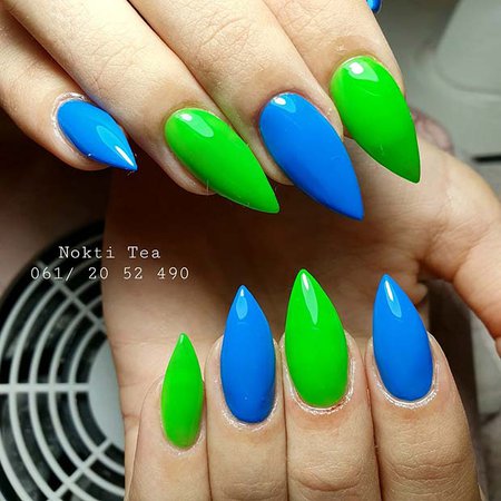 blue and neon green nails - Google Search