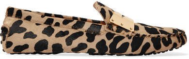 Gommino Embellished Leopard-print Calf-hair Loafers - Leopard print