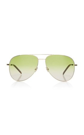 Classic Aviator-Frame Metal Sunglasses By Saint Laurent | Moda Operandi