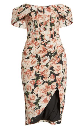 Lavish Alice Floral Print Pleat Off the Shoulder Corset Dress | Nordstrom