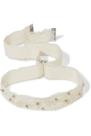 Etro | Embellished lace and grosgrain choker | NET-A-PORTER.COM