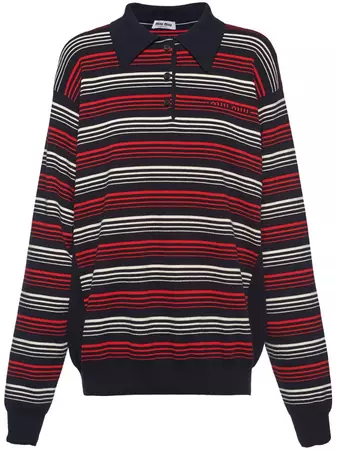 Miu Miu Striped Cotton Polo Shirt - Farfetch