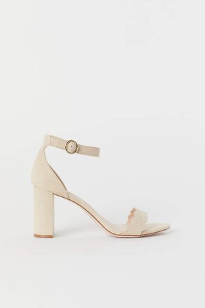 Block-heeled Sandals - Beige