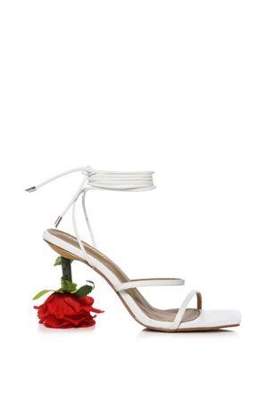 THRONE WHITE SANDAL WITH ROSE HEEL in WHITE