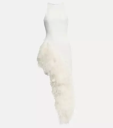 David Koma - Feather-trimmed crêpe gown | Mytheresa