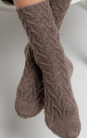 taupe cable knit socks