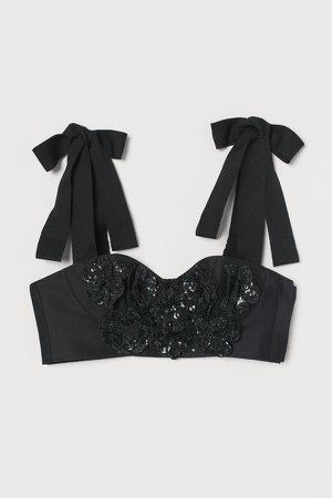 Sequined Bustier - Black