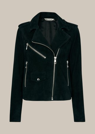 Black Suede Agnes Leather Jacket | WHISTLES | Whistles
