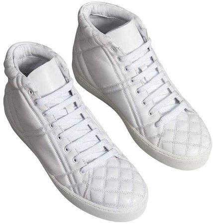 Check-quilted Leather High-top Sneakers