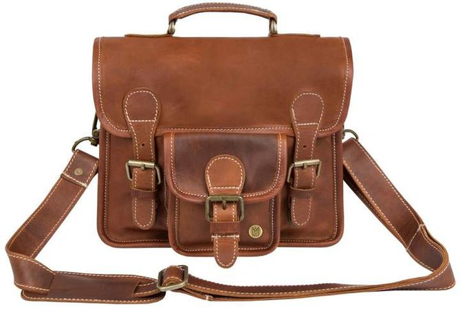 MAHI Leather - Mini Leather Harvard Satchel Messenger Bag Handbag Clutch Bag In Vintage Brown
