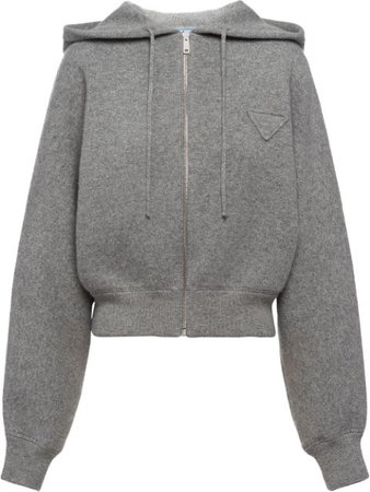 Shop Prada logo patch fleece hoodie with Express Delivery - Farfetch
