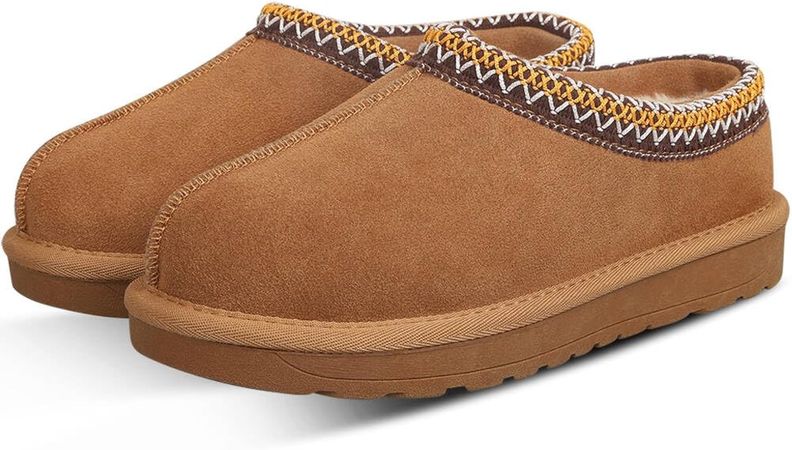 Amazon.com | metricfalcon Women's Slipper Platform Mini Boots For Women Tasman Slippers Suede Leather Indoor/Outdoor Comfy Fur Fleece Lined Short Ankle Boot | Slippers