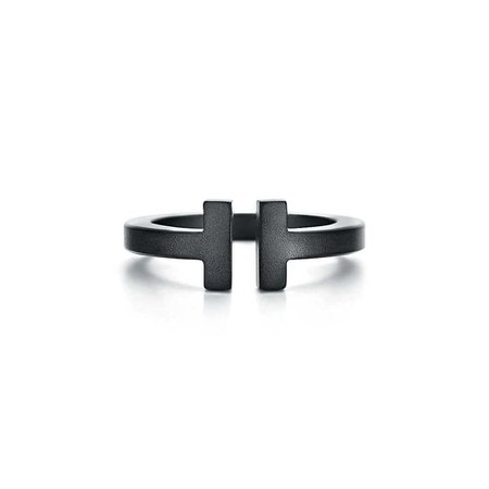 Tiffany T square ring in black-coated steel. | Tiffany & Co.