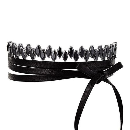 Black Choker with Tie and Crystals