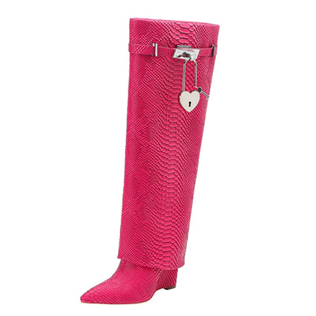 pink heart lock boots