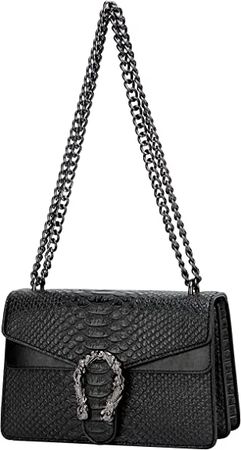 Amazon.com: Leather Shoulder Bag Chain Purse for Women - Fashion Crossbody Bags Vintage Snake Print Underarm Bag Square Satchel Clutch Handbag(Black) : Clothing, Shoes & Jewelry